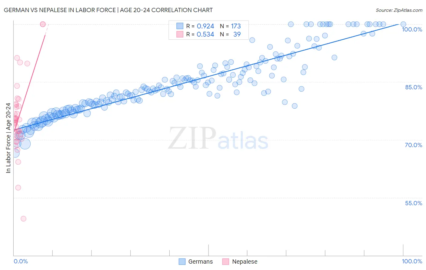 German vs Nepalese In Labor Force | Age 20-24