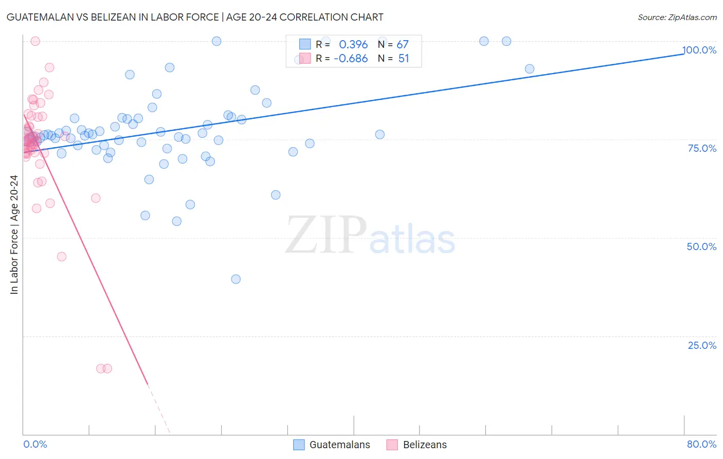 Guatemalan vs Belizean In Labor Force | Age 20-24