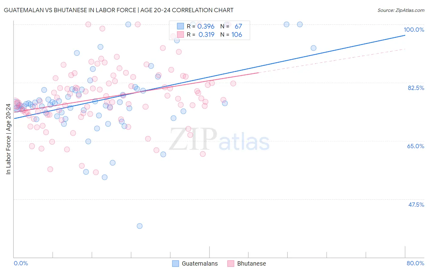 Guatemalan vs Bhutanese In Labor Force | Age 20-24