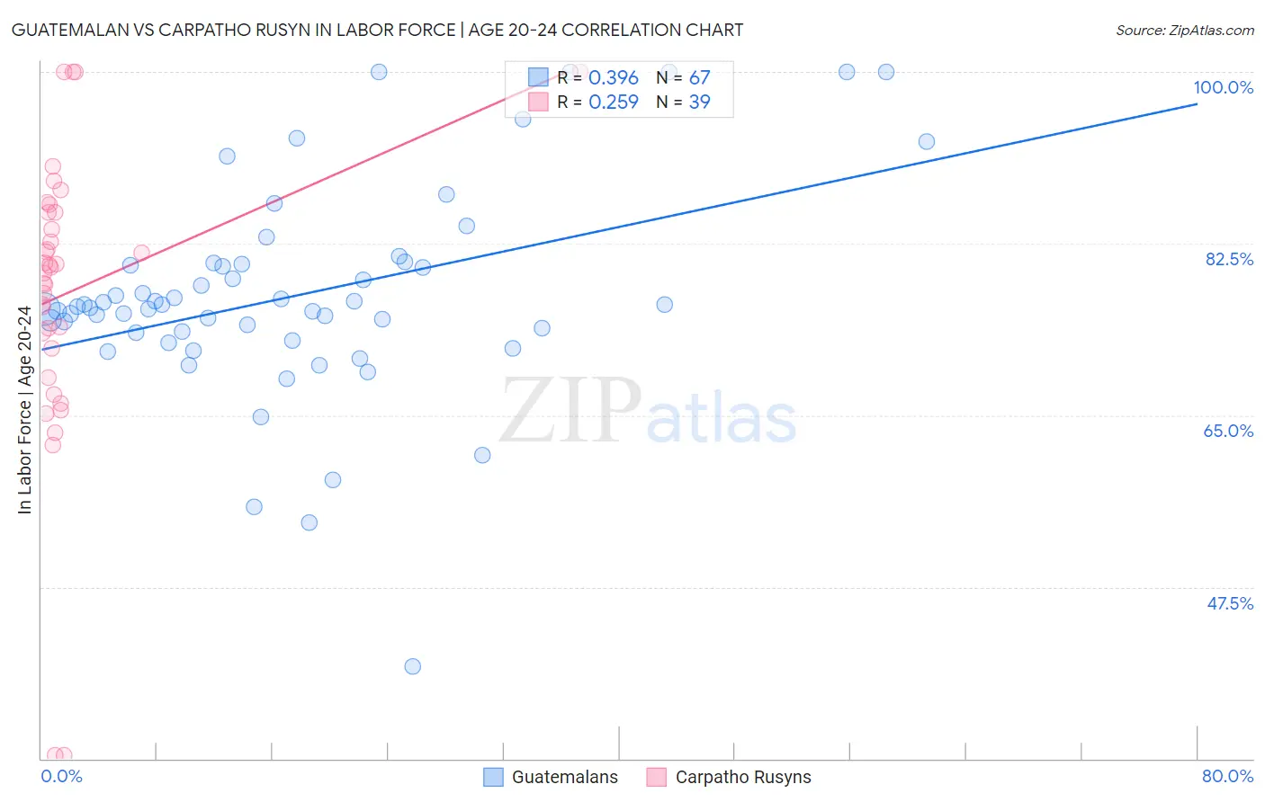 Guatemalan vs Carpatho Rusyn In Labor Force | Age 20-24
