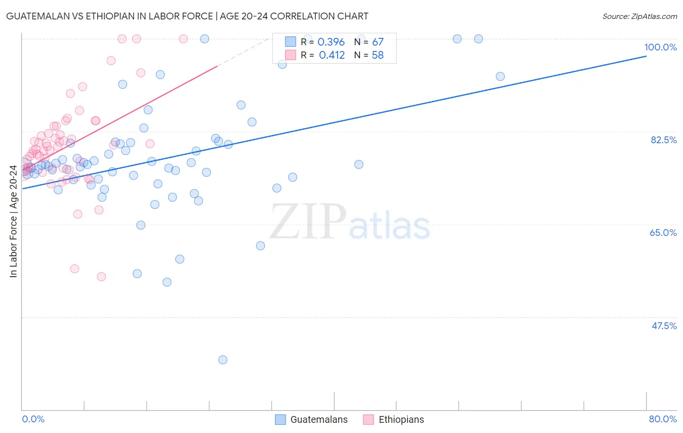 Guatemalan vs Ethiopian In Labor Force | Age 20-24