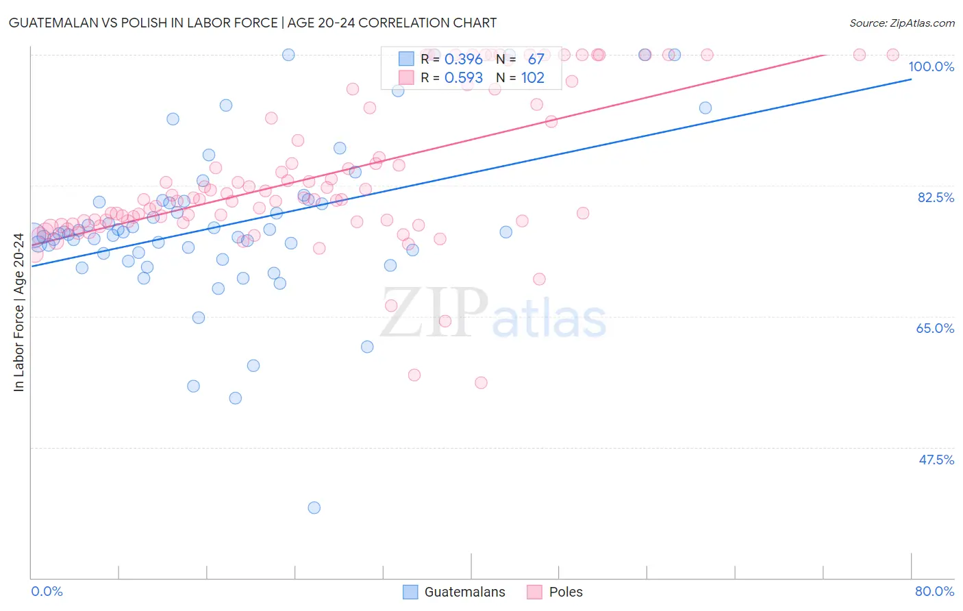 Guatemalan vs Polish In Labor Force | Age 20-24