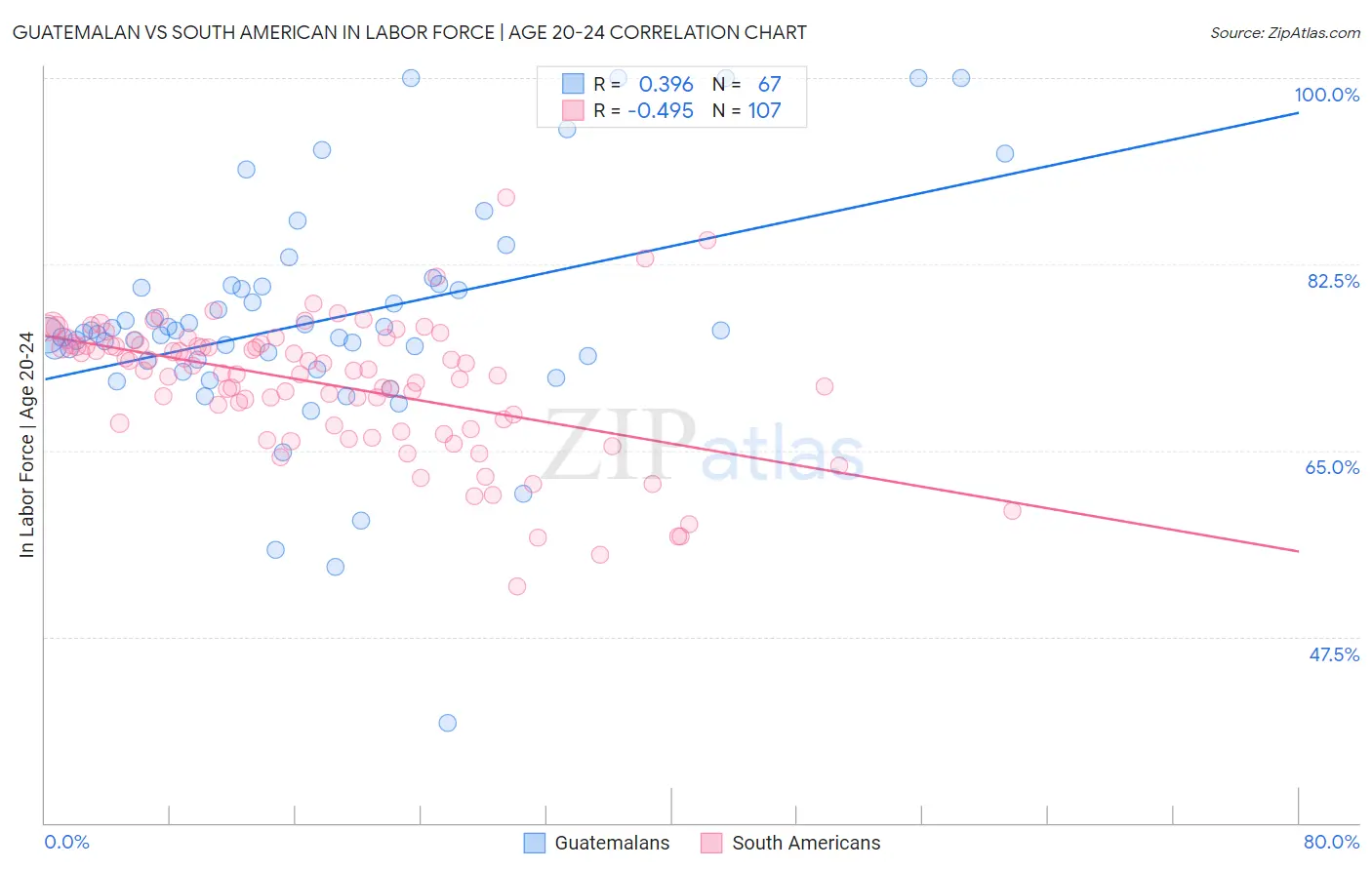 Guatemalan vs South American In Labor Force | Age 20-24