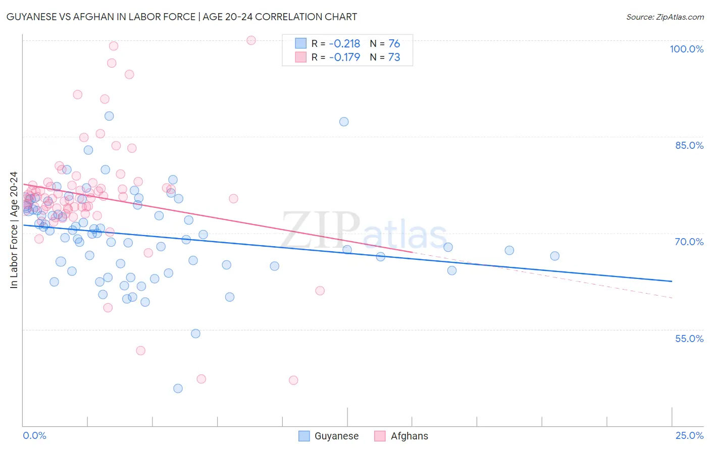 Guyanese vs Afghan In Labor Force | Age 20-24