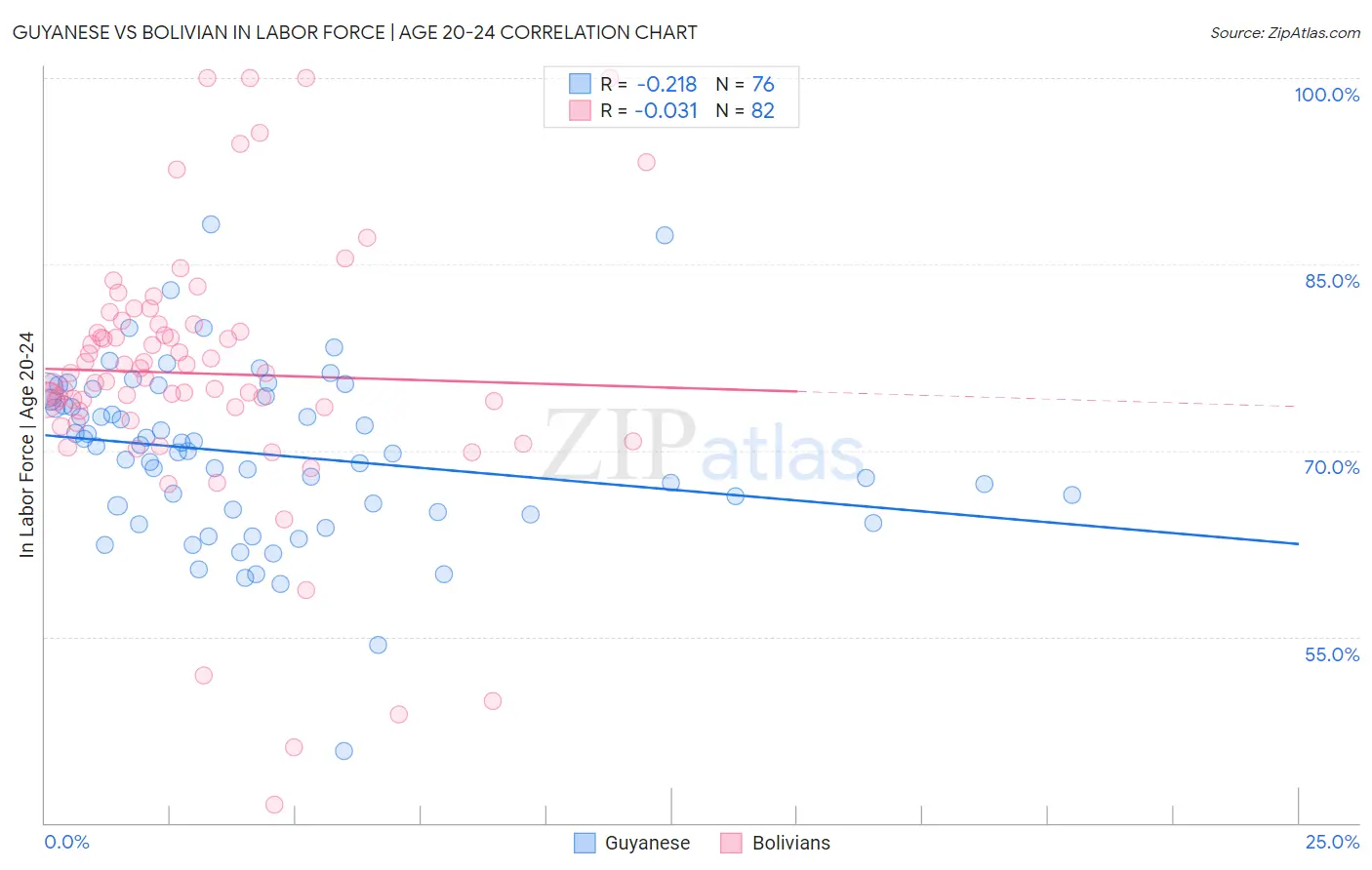 Guyanese vs Bolivian In Labor Force | Age 20-24