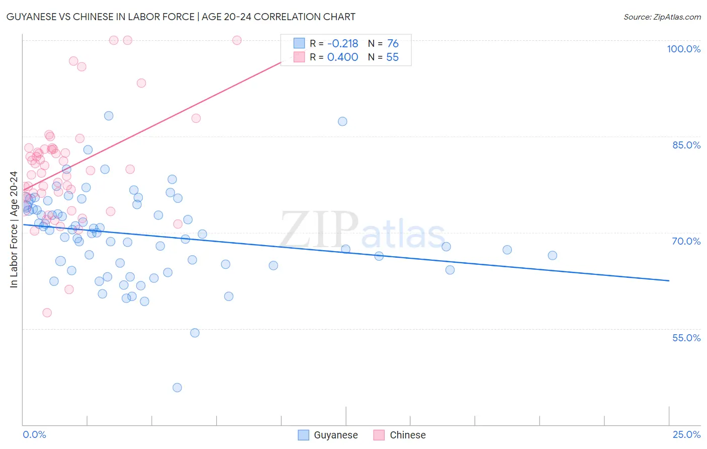 Guyanese vs Chinese In Labor Force | Age 20-24