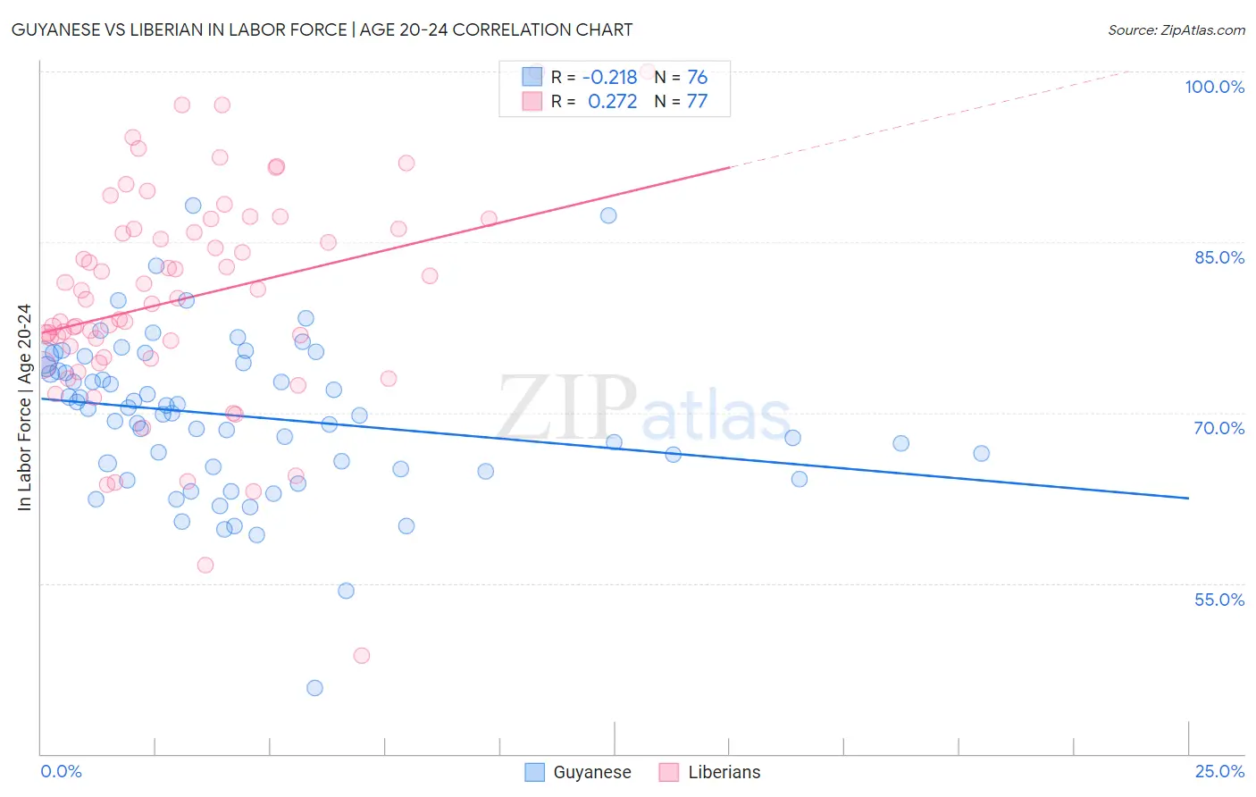 Guyanese vs Liberian In Labor Force | Age 20-24