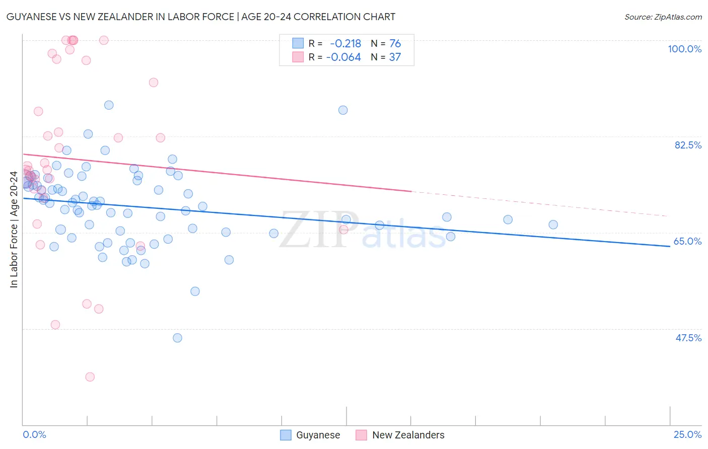Guyanese vs New Zealander In Labor Force | Age 20-24