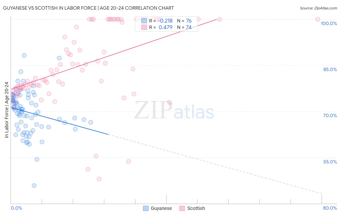 Guyanese vs Scottish In Labor Force | Age 20-24