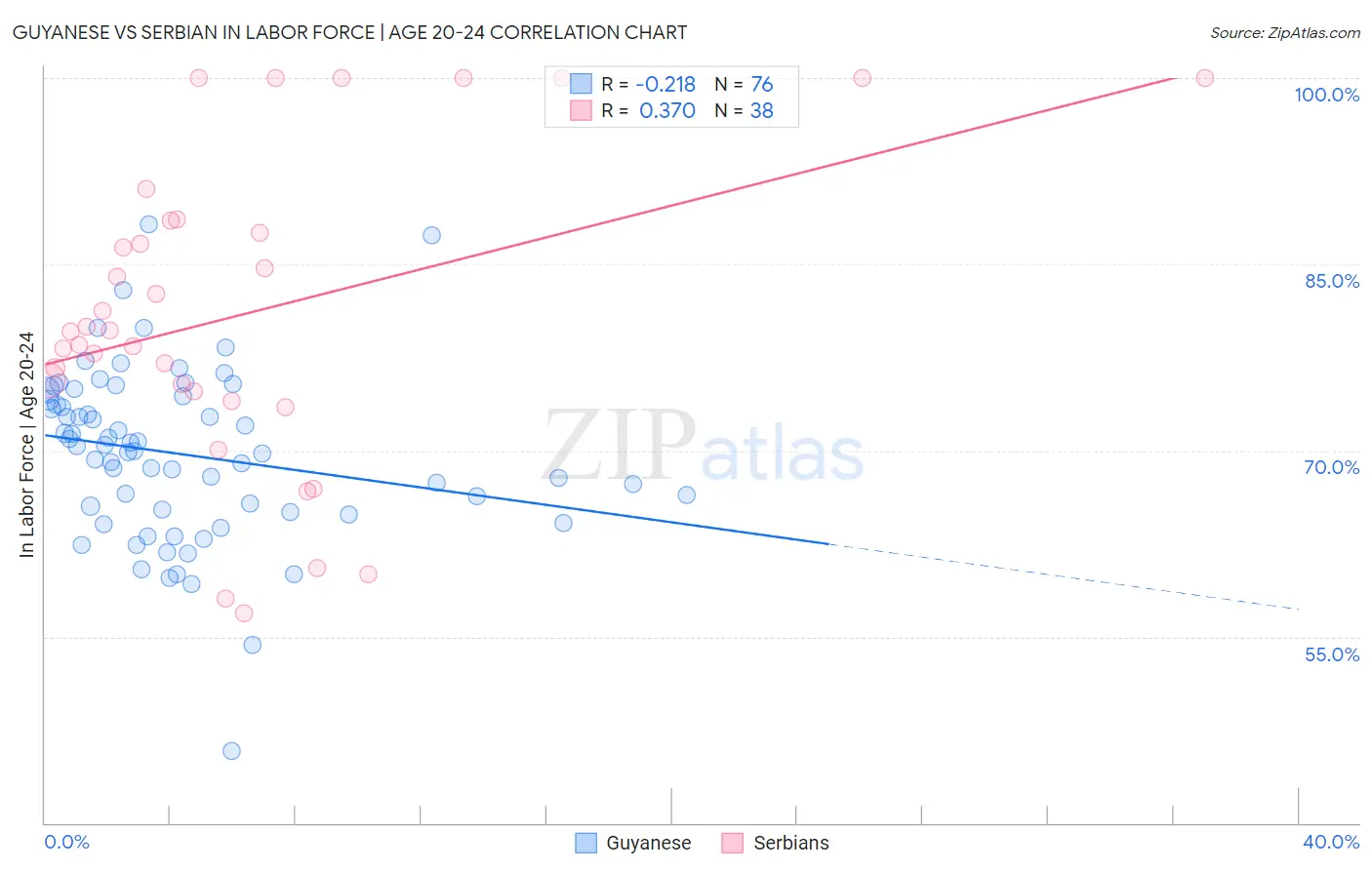 Guyanese vs Serbian In Labor Force | Age 20-24