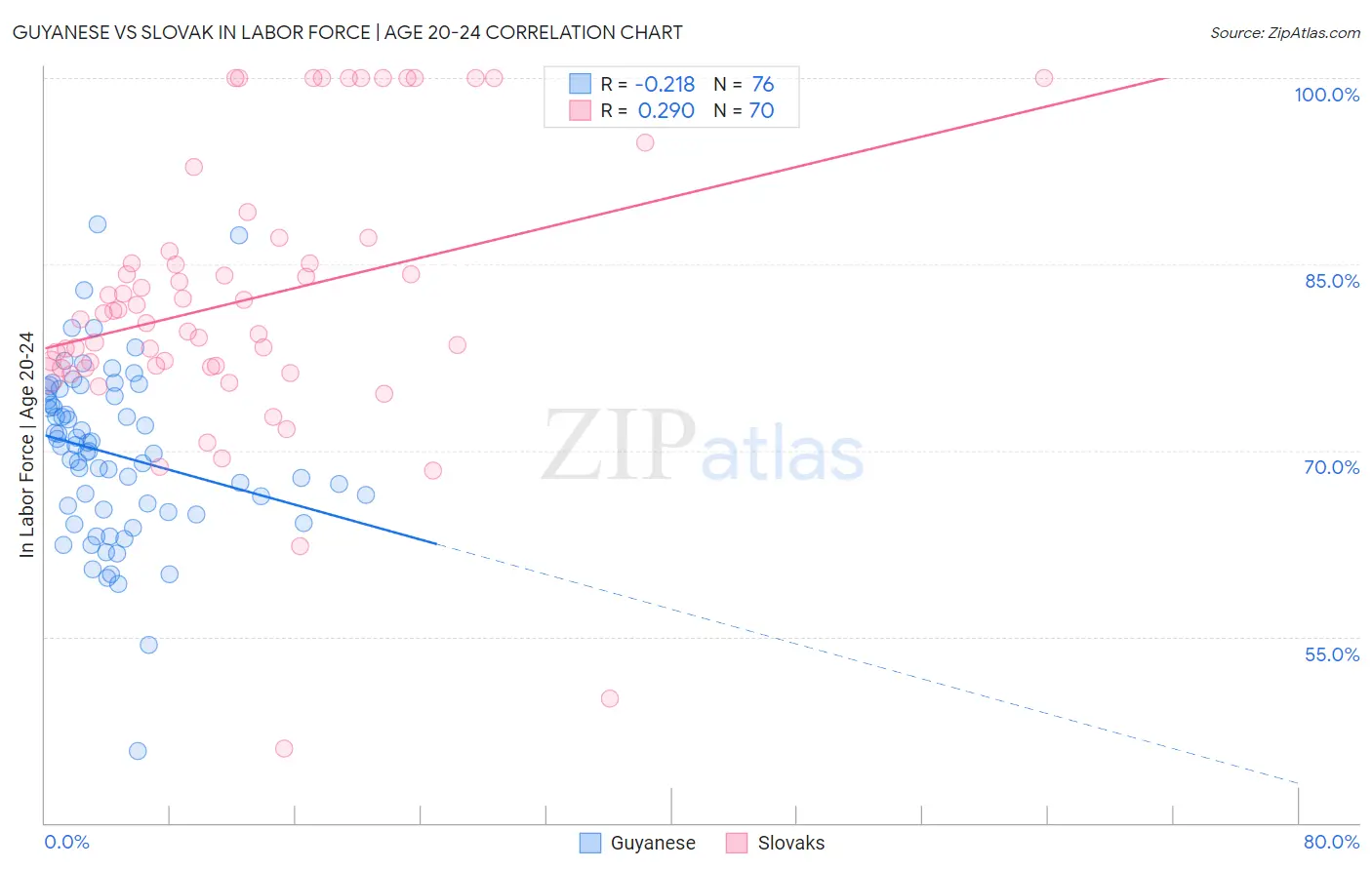 Guyanese vs Slovak In Labor Force | Age 20-24