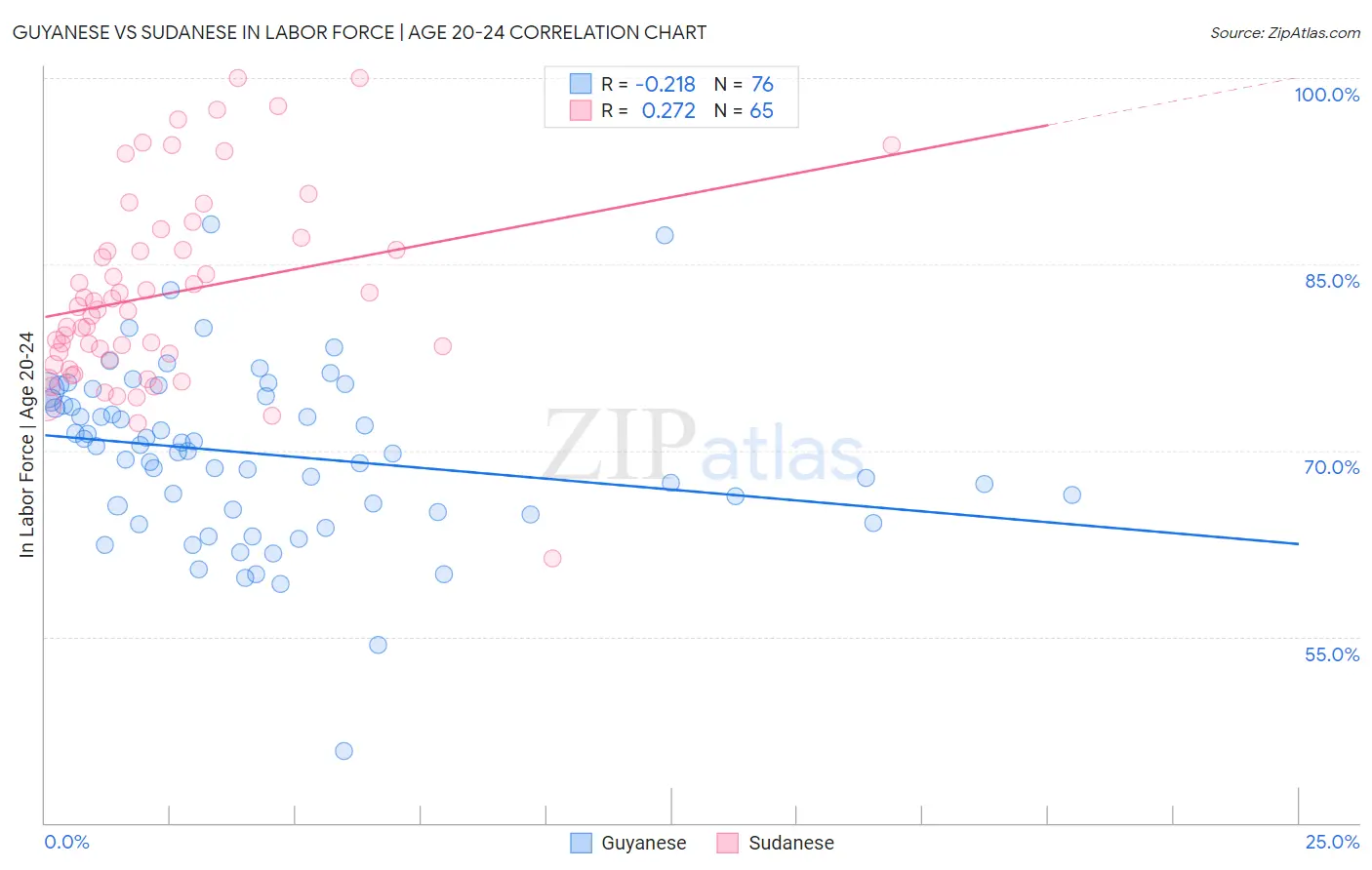 Guyanese vs Sudanese In Labor Force | Age 20-24
