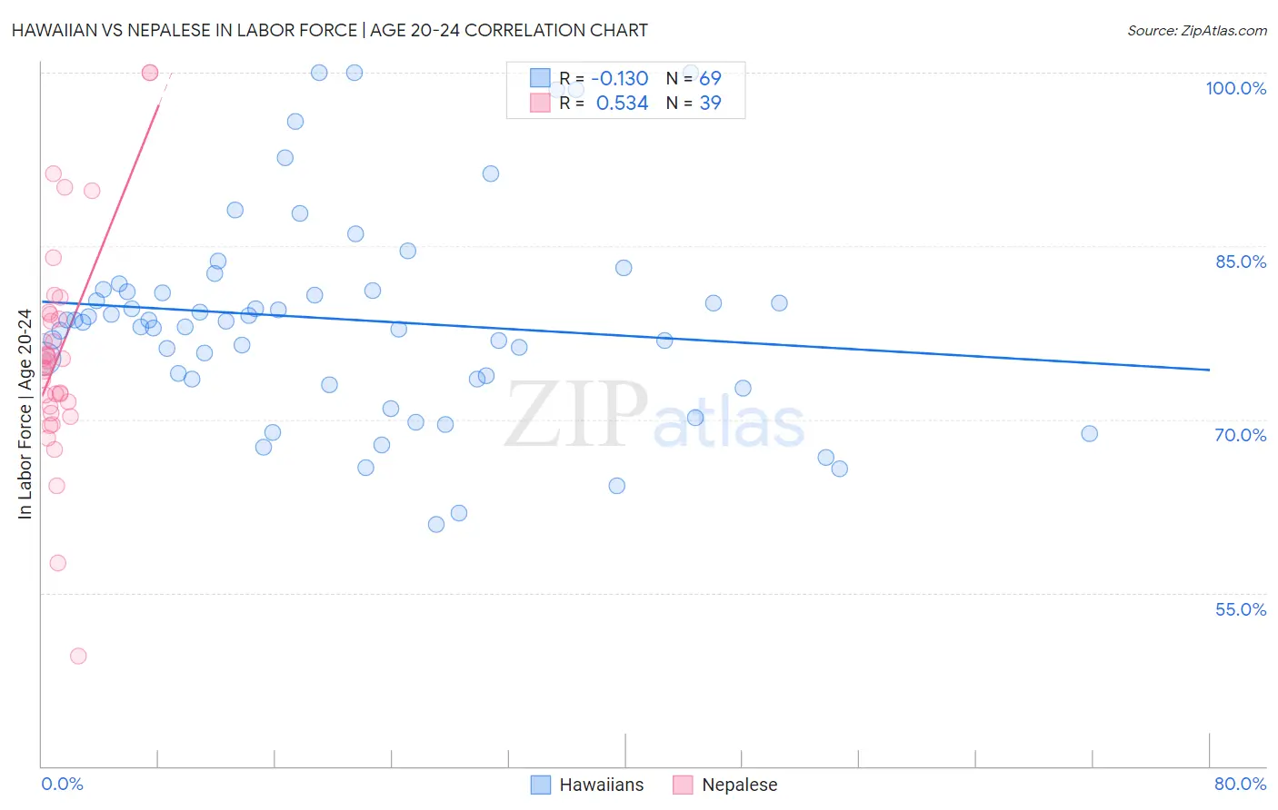 Hawaiian vs Nepalese In Labor Force | Age 20-24