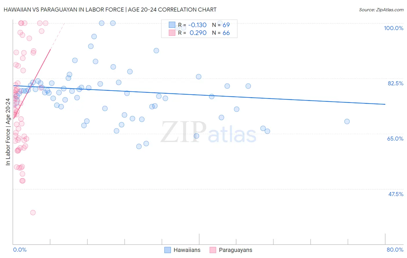 Hawaiian vs Paraguayan In Labor Force | Age 20-24