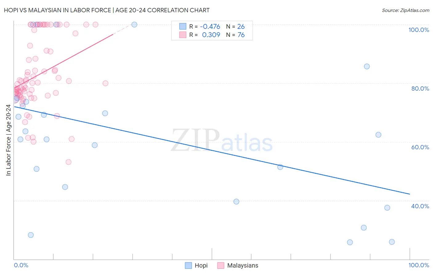 Hopi vs Malaysian In Labor Force | Age 20-24