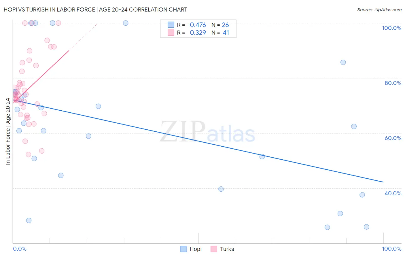 Hopi vs Turkish In Labor Force | Age 20-24