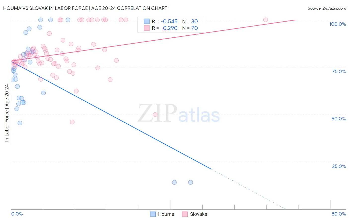 Houma vs Slovak In Labor Force | Age 20-24