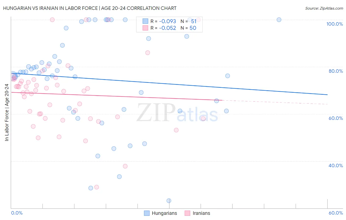 Hungarian vs Iranian In Labor Force | Age 20-24