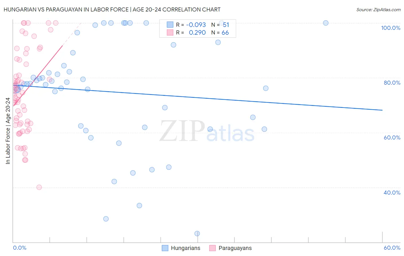 Hungarian vs Paraguayan In Labor Force | Age 20-24