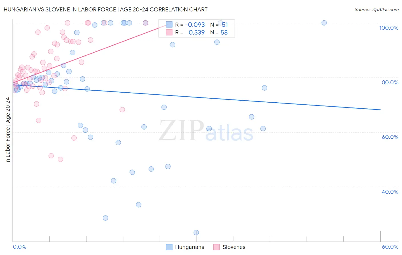Hungarian vs Slovene In Labor Force | Age 20-24
