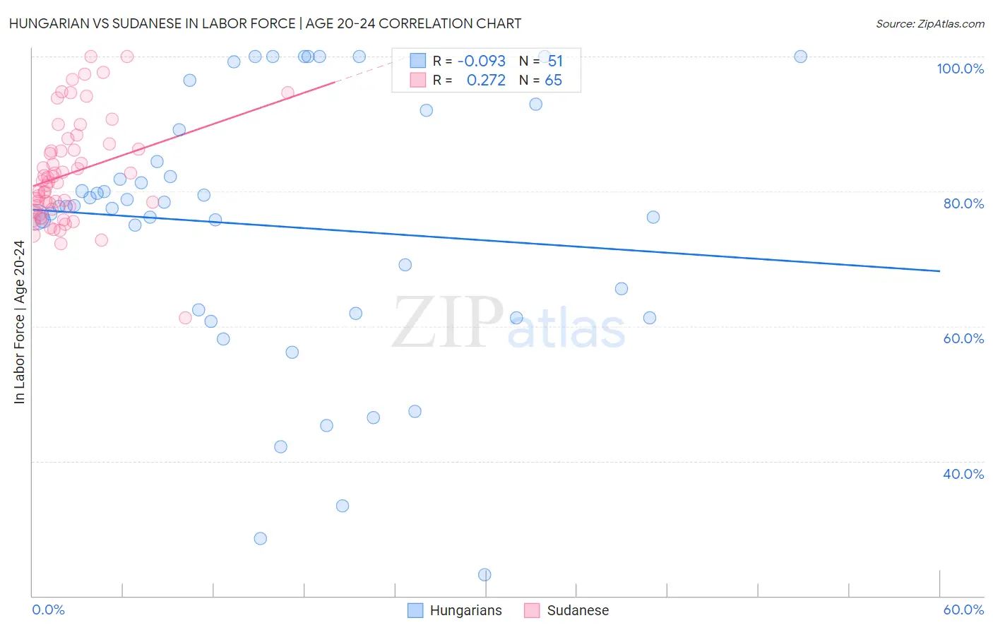 Hungarian vs Sudanese In Labor Force | Age 20-24