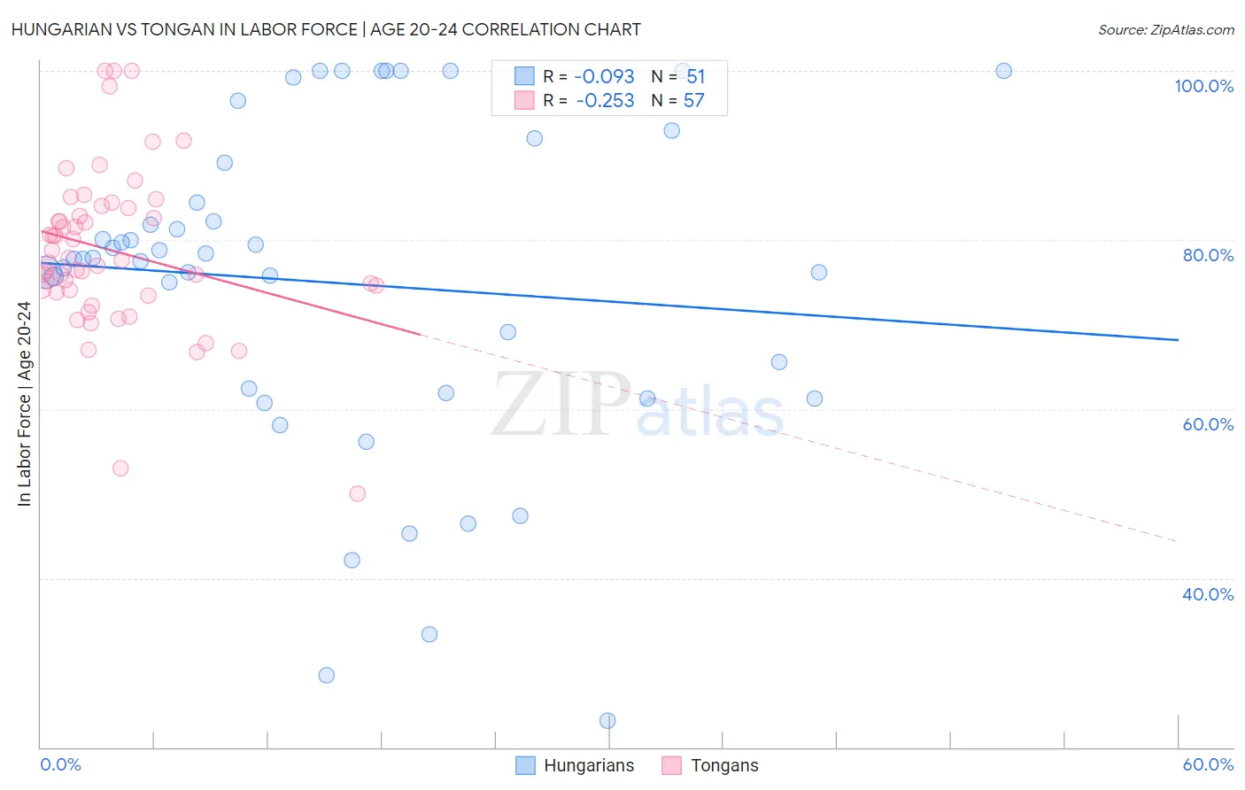 Hungarian vs Tongan In Labor Force | Age 20-24