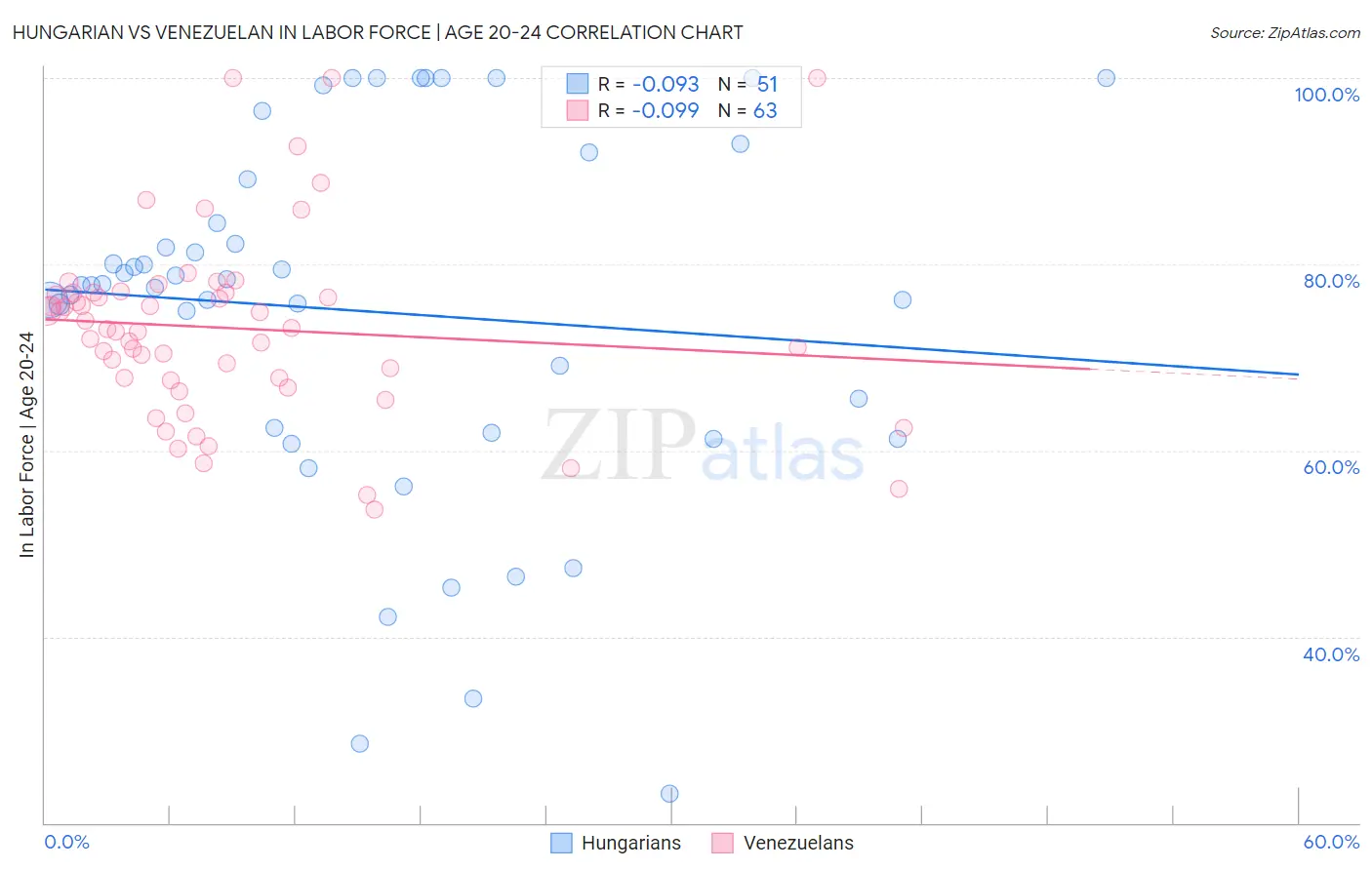 Hungarian vs Venezuelan In Labor Force | Age 20-24