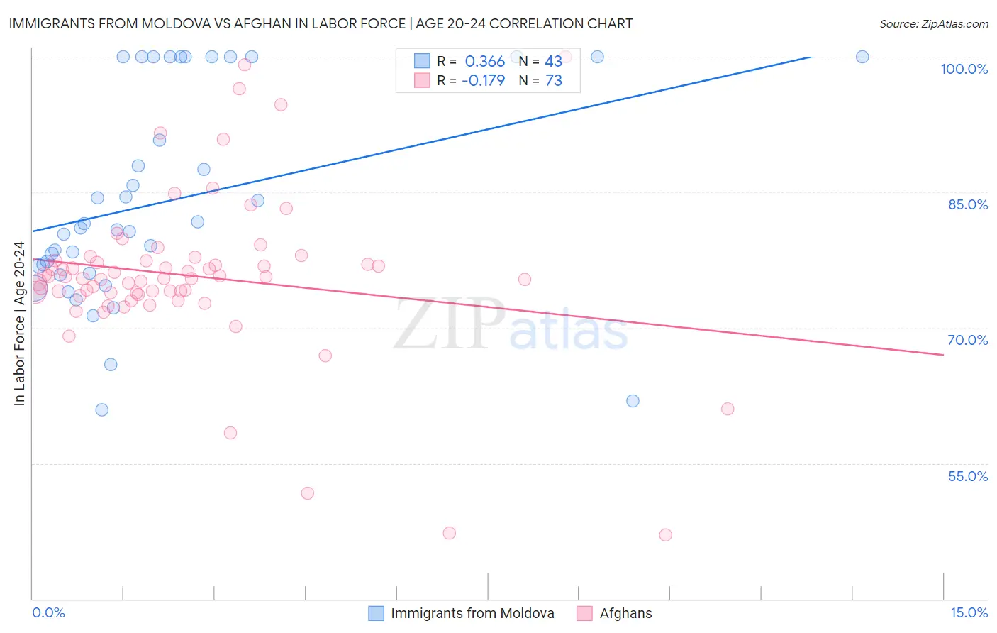 Immigrants from Moldova vs Afghan In Labor Force | Age 20-24