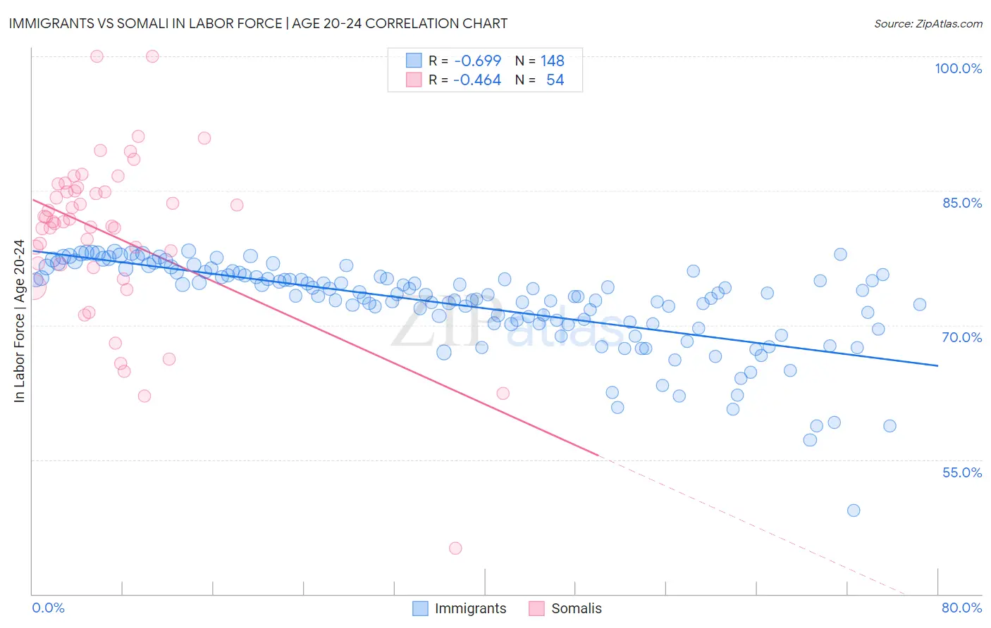 Immigrants vs Somali In Labor Force | Age 20-24