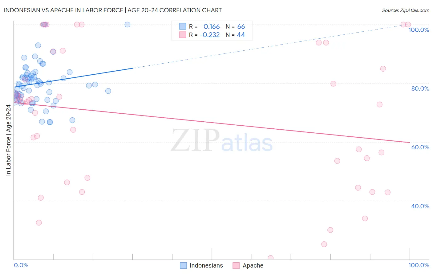 Indonesian vs Apache In Labor Force | Age 20-24
