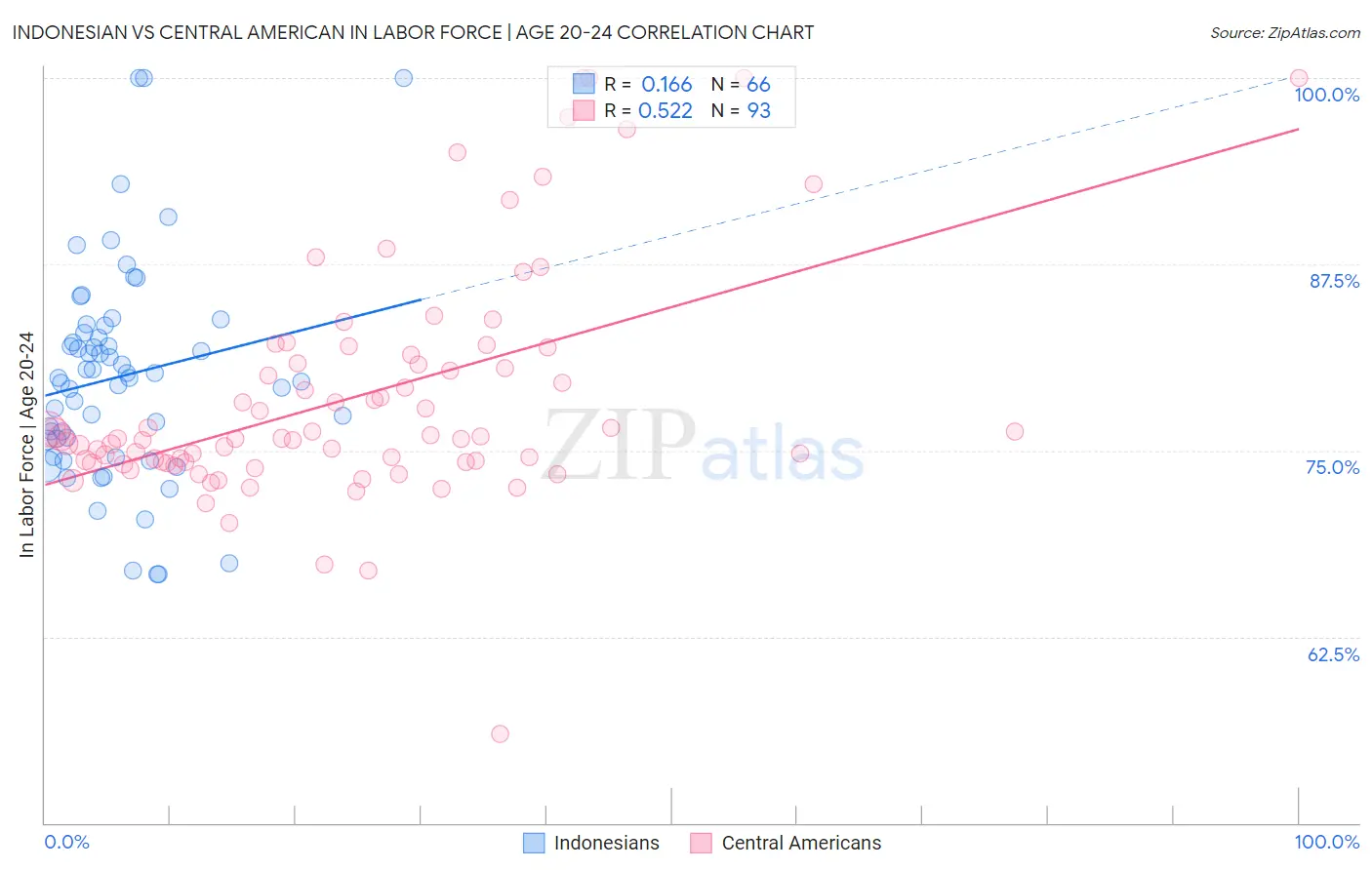 Indonesian vs Central American In Labor Force | Age 20-24