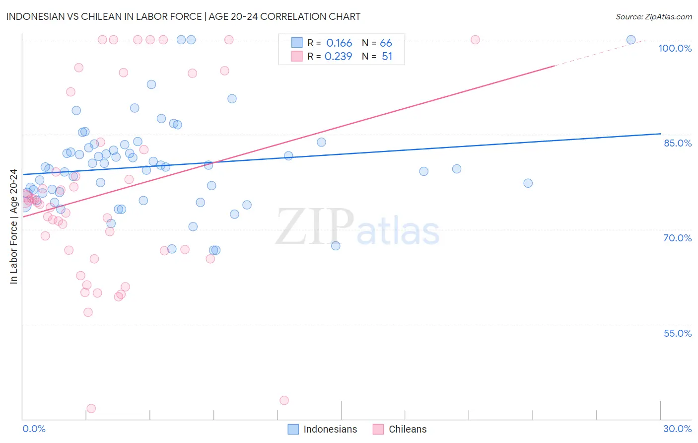 Indonesian vs Chilean In Labor Force | Age 20-24