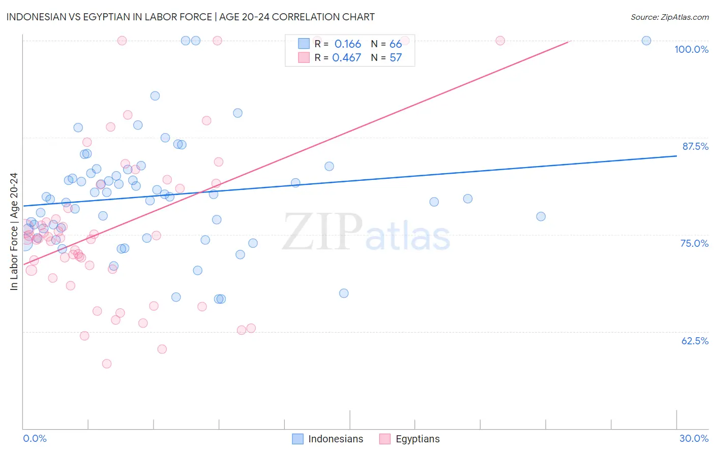 Indonesian vs Egyptian In Labor Force | Age 20-24