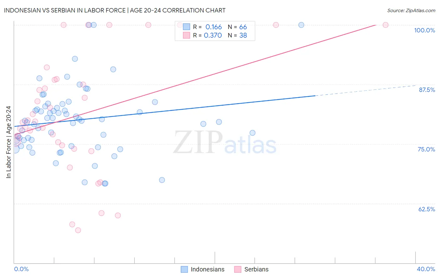 Indonesian vs Serbian In Labor Force | Age 20-24