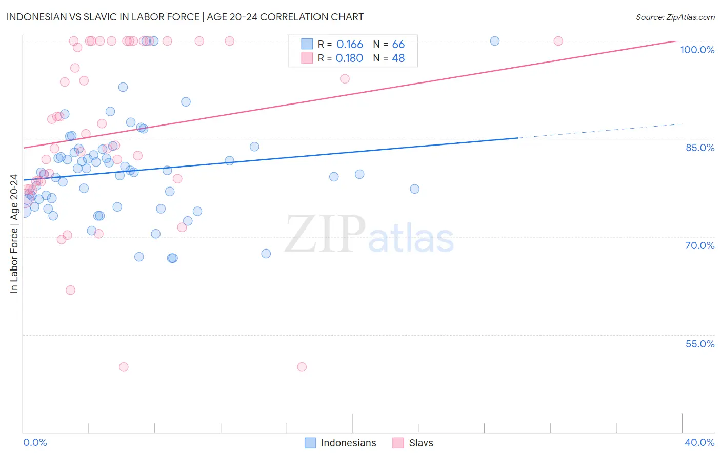 Indonesian vs Slavic In Labor Force | Age 20-24