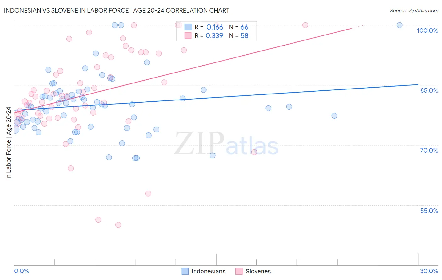 Indonesian vs Slovene In Labor Force | Age 20-24