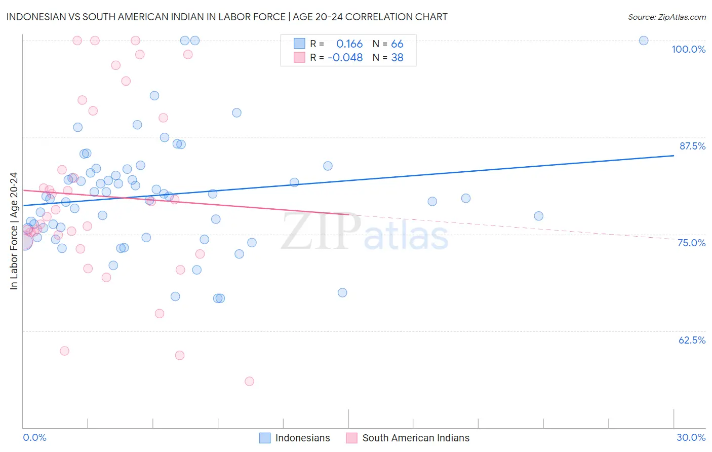Indonesian vs South American Indian In Labor Force | Age 20-24