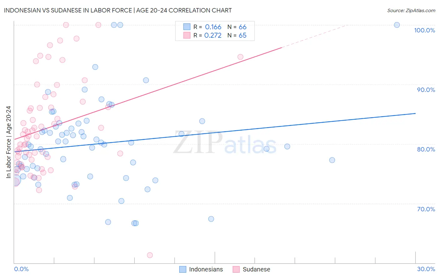 Indonesian vs Sudanese In Labor Force | Age 20-24