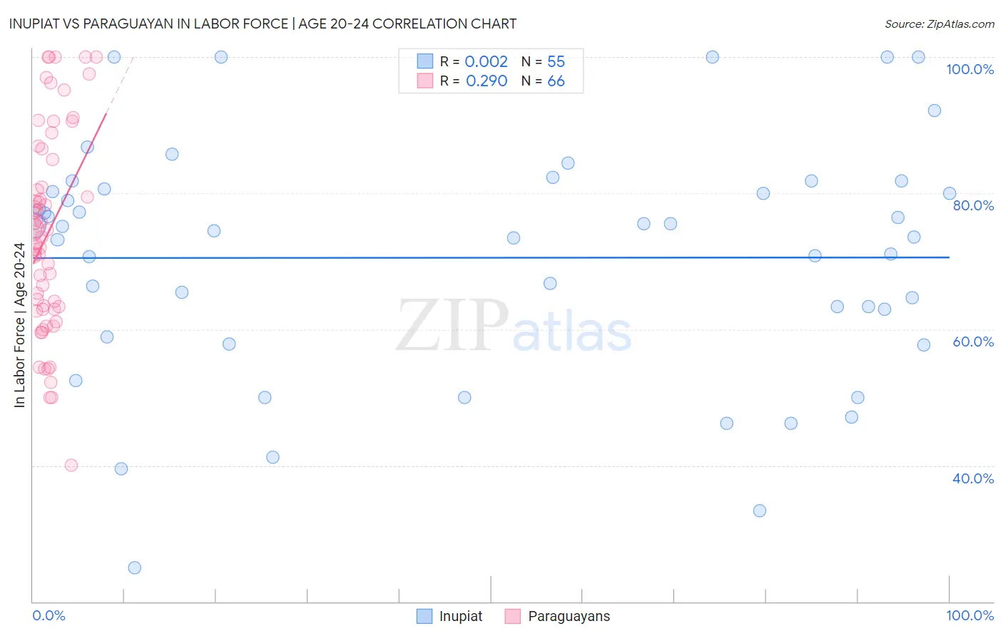 Inupiat vs Paraguayan In Labor Force | Age 20-24