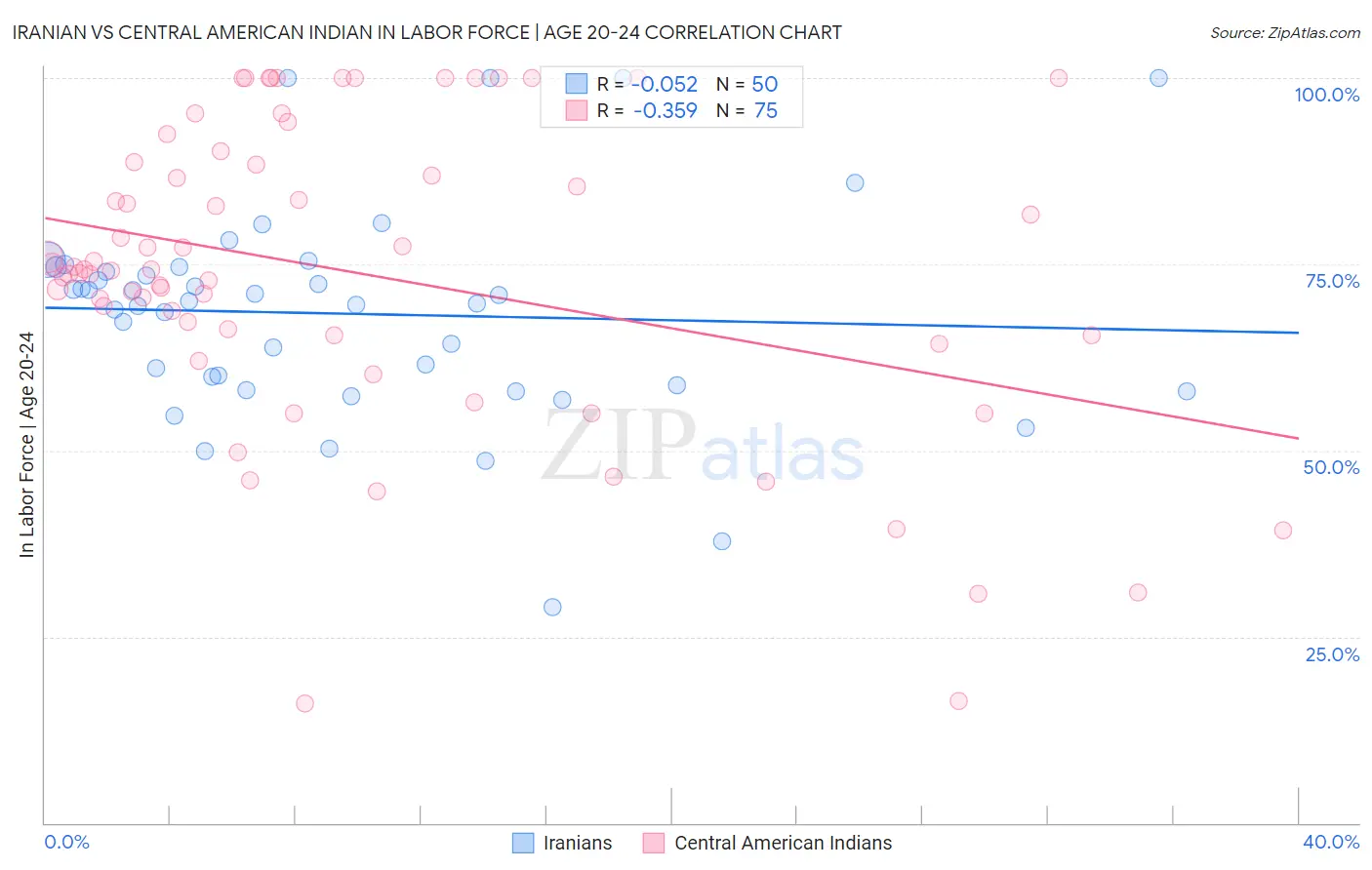 Iranian vs Central American Indian In Labor Force | Age 20-24