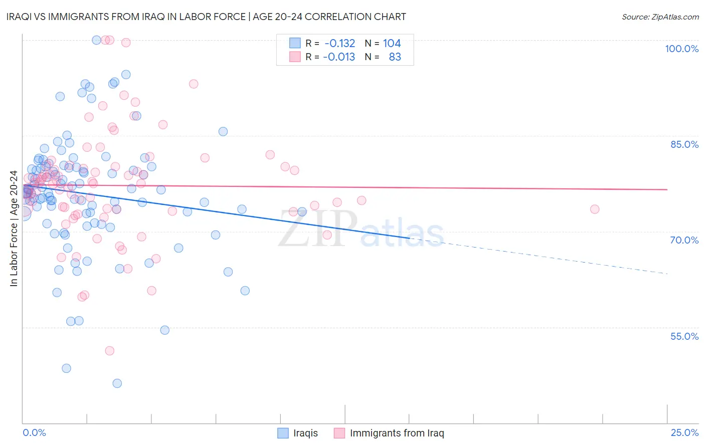 Iraqi vs Immigrants from Iraq In Labor Force | Age 20-24