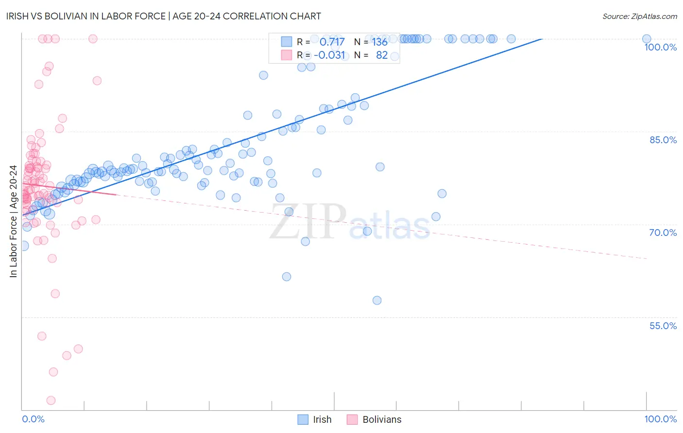 Irish vs Bolivian In Labor Force | Age 20-24