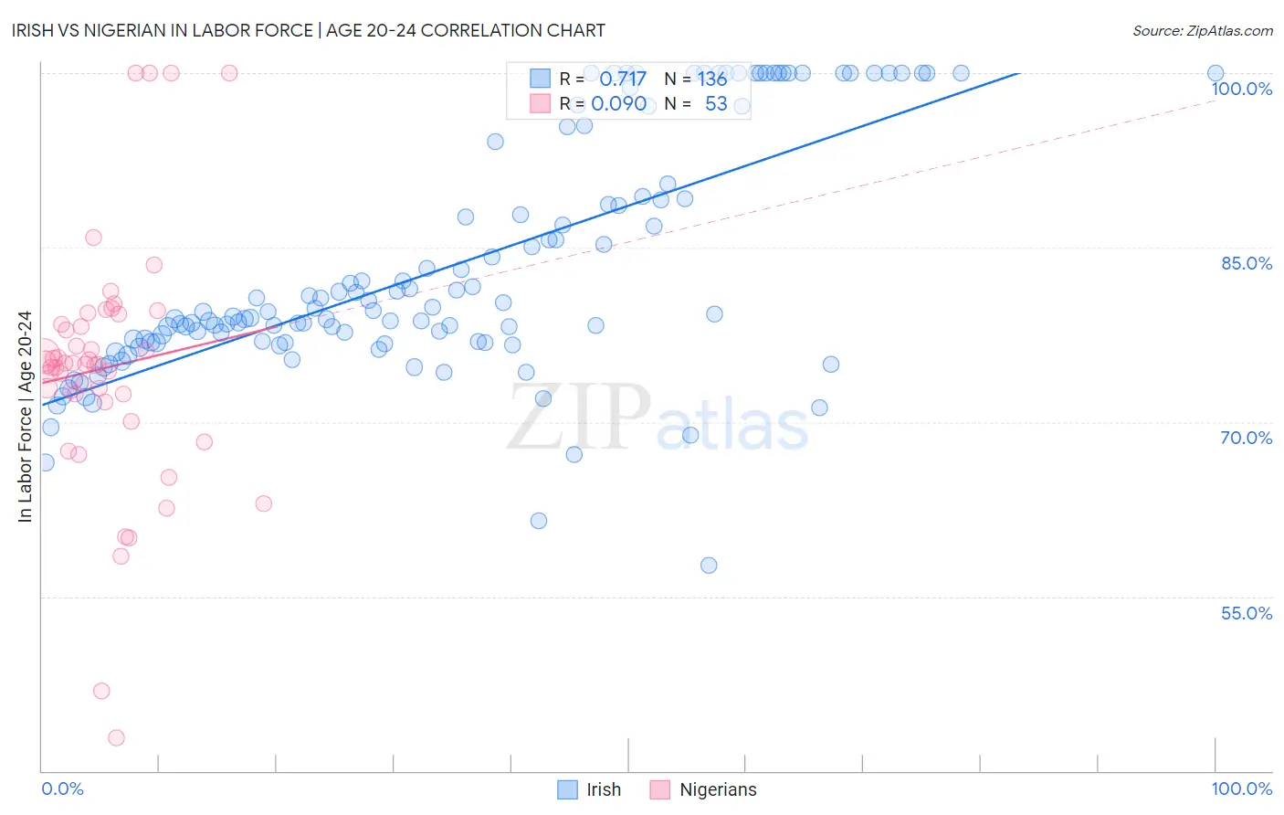 Irish vs Nigerian In Labor Force | Age 20-24