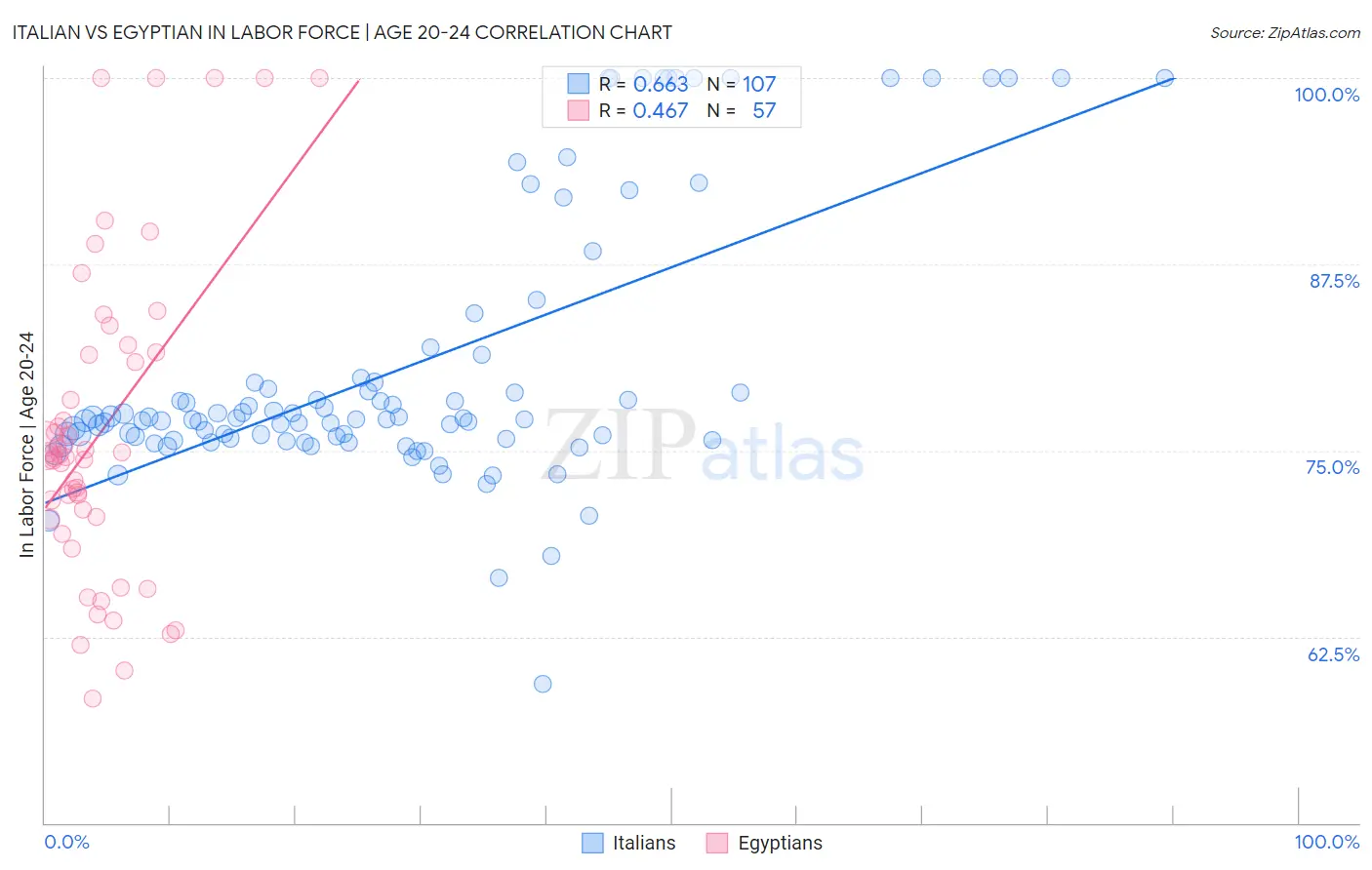 Italian vs Egyptian In Labor Force | Age 20-24