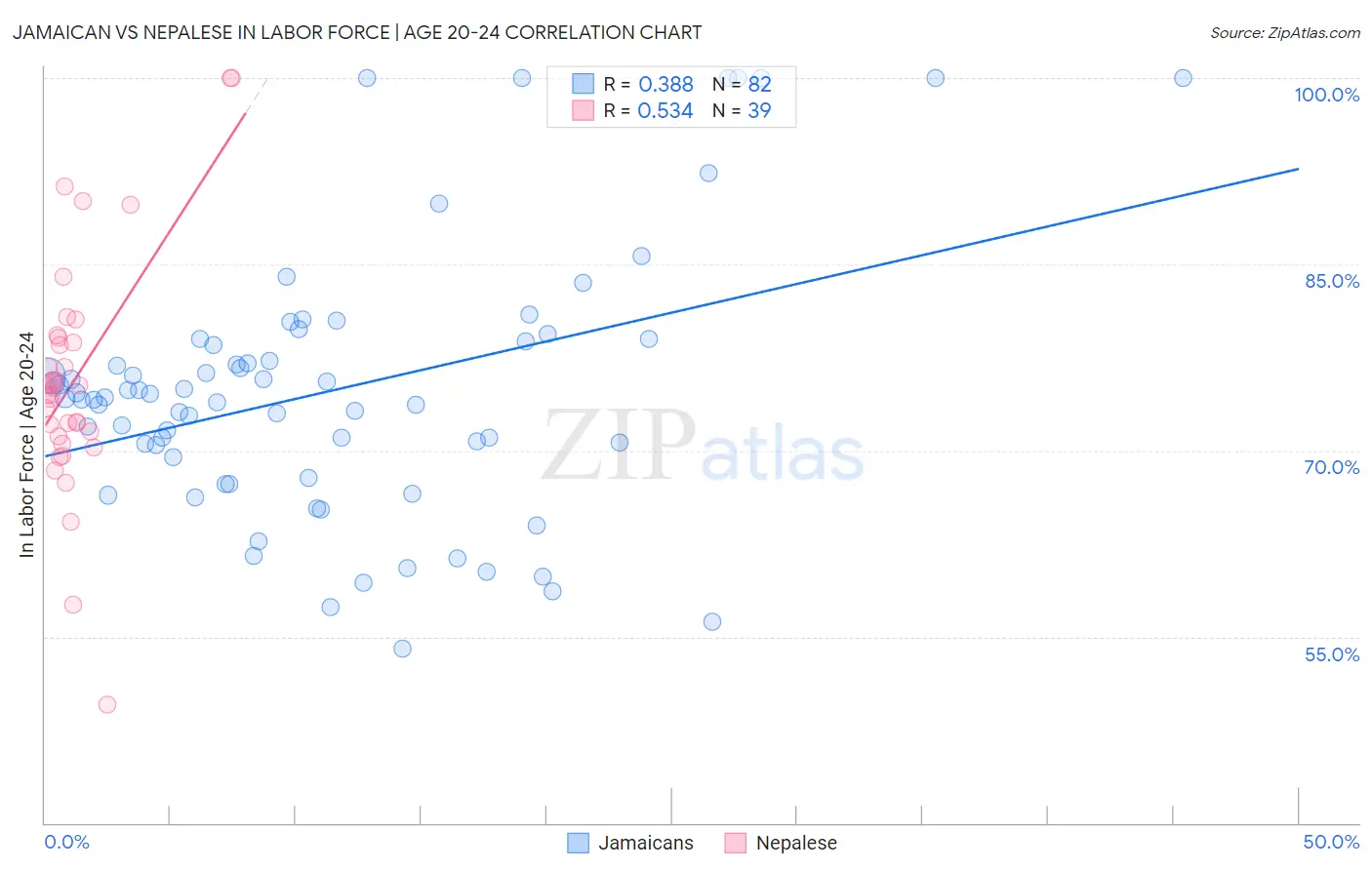 Jamaican vs Nepalese In Labor Force | Age 20-24
