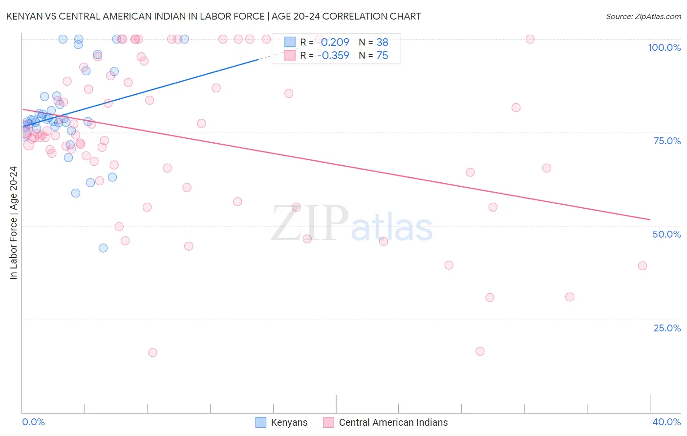 Kenyan vs Central American Indian In Labor Force | Age 20-24