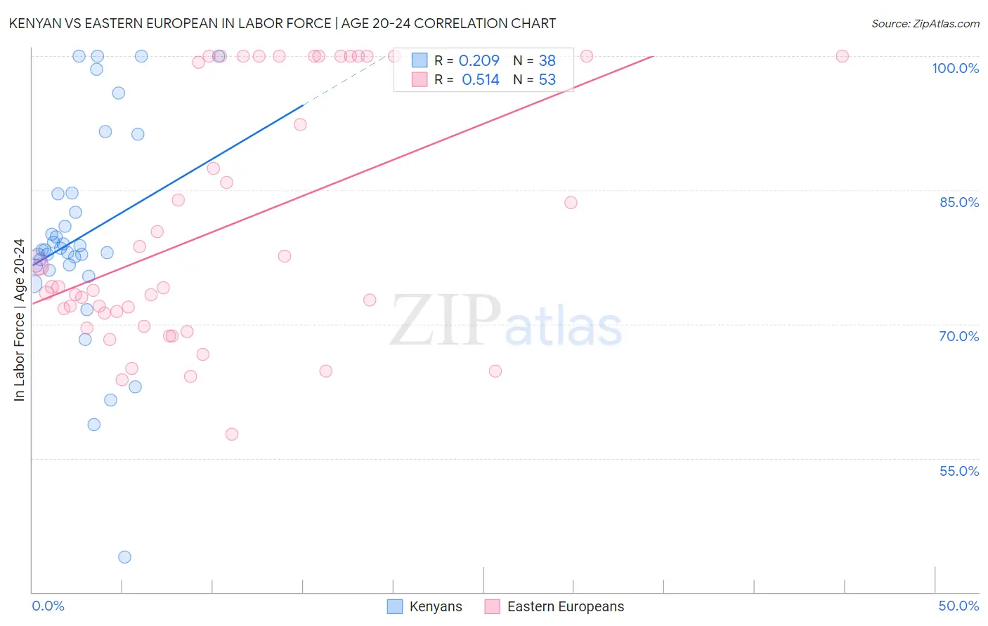 Kenyan vs Eastern European In Labor Force | Age 20-24