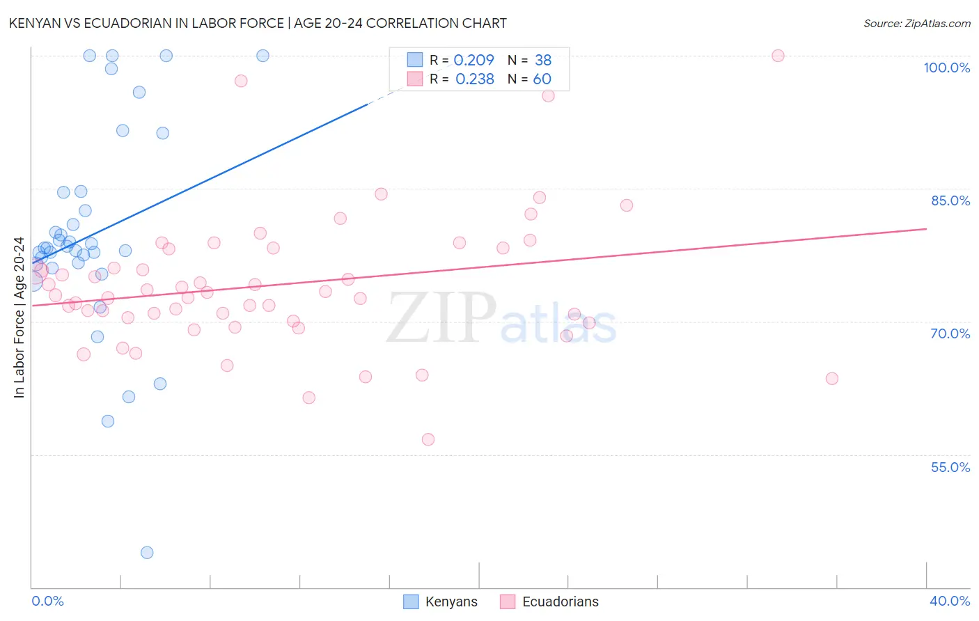 Kenyan vs Ecuadorian In Labor Force | Age 20-24