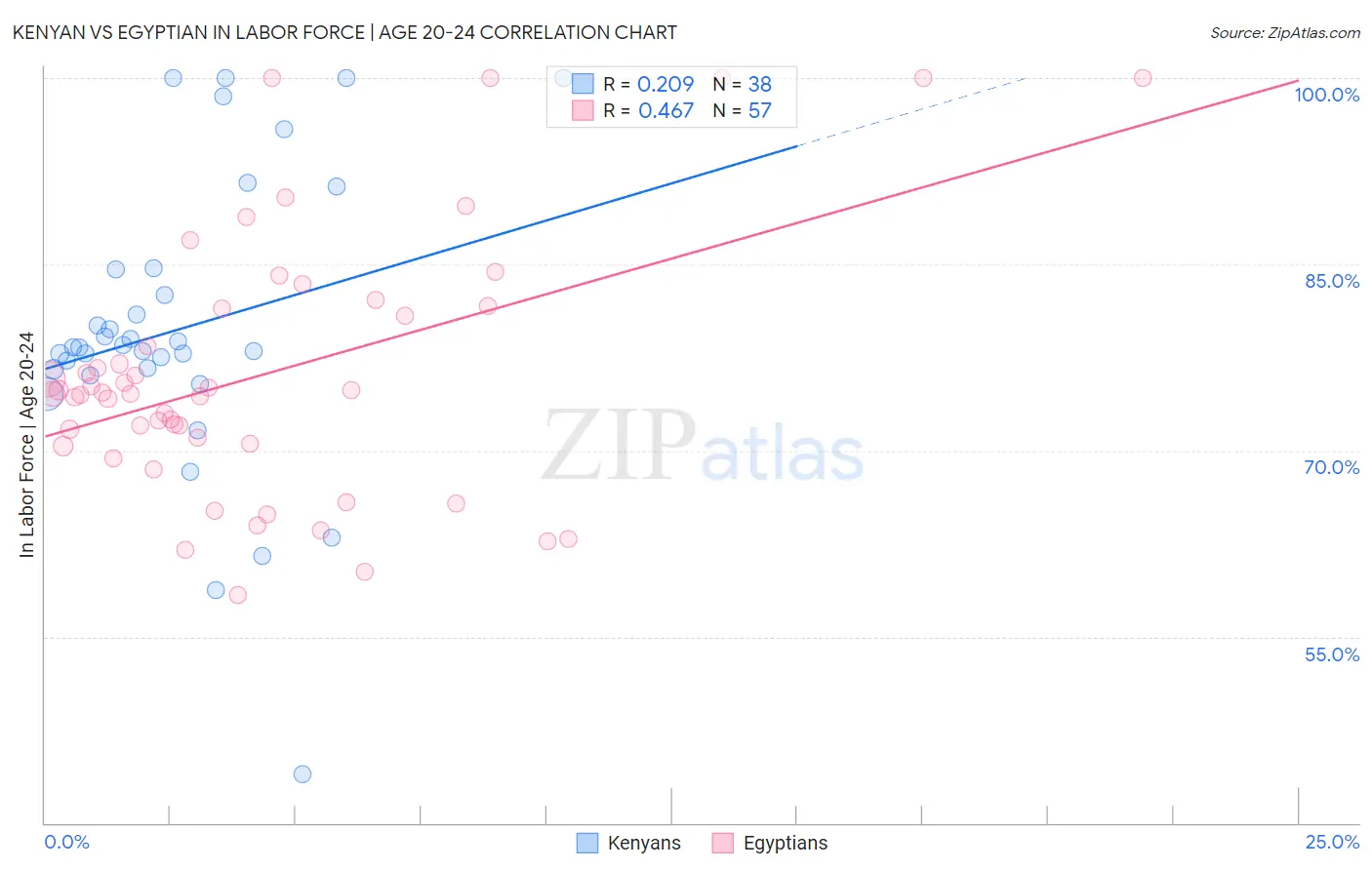 Kenyan vs Egyptian In Labor Force | Age 20-24