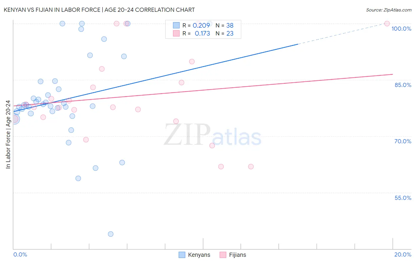 Kenyan vs Fijian In Labor Force | Age 20-24